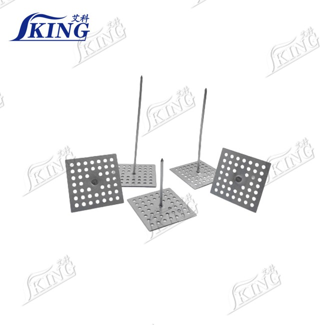close-up of galvanized metal perforated base insulation pin